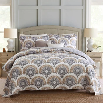 

230*250cm Western style Quilt Set 3PCS Washable flower pattern Bedspread Aircondition Quilts Bed Cover King Queen Size Coverlet