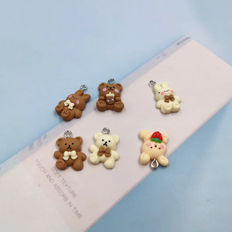 나비매듭 곰 토끼 수지 매력 플랫백 공예, DIY 패션 주얼리, 귀걸이 키체인 휴대폰 케이스, C576, 한국 10 개