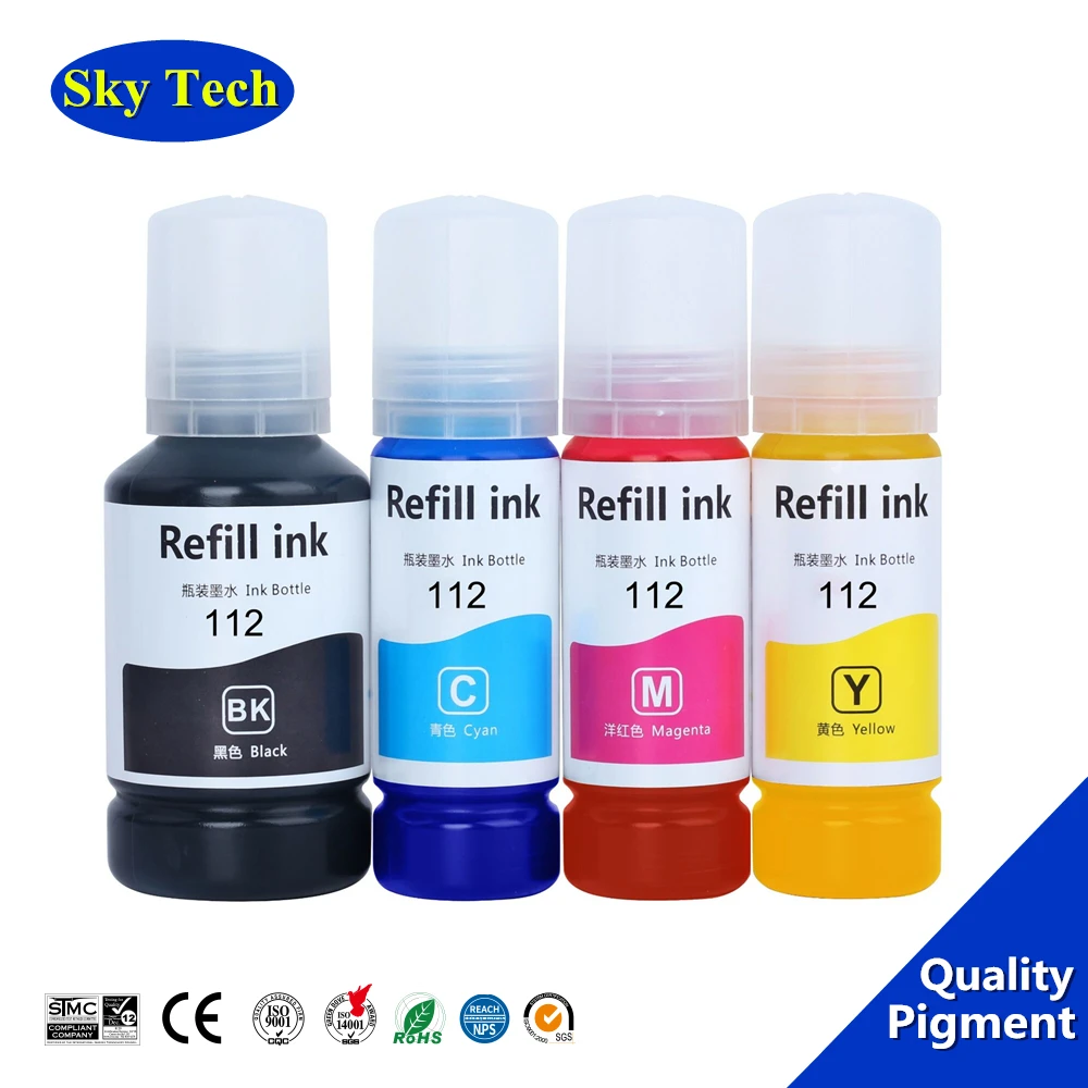 Sky Quality Refill Ink For 112 For Epson L6550 L6570 L6580 L11160 L15150  L15160 Printer [all 4 Pigment] - Ink Refill Kits - AliExpress