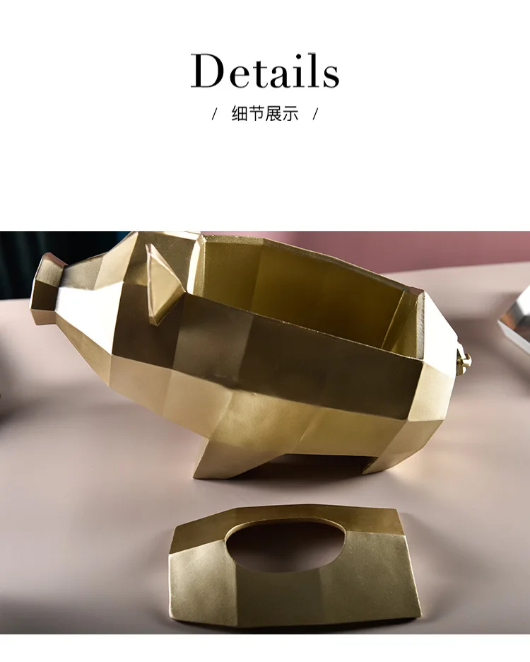 Нордическая Золотая форма свиньи необычная коробка для салфеток подарок украшение дома аксессуары для гостиной орнамент держатель тканевой бумаги смола