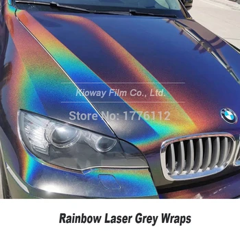 

Highest quality Rainbow laser Grey rainbow vinyl wrap car wrapping roll Vinyl Wrap quality Warranty 5m/10m/18m easy install