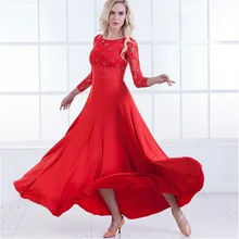 Women Dancewear Ballroom Dance Dress Waltz Modern Tango Lace Swing Practice 904-B143