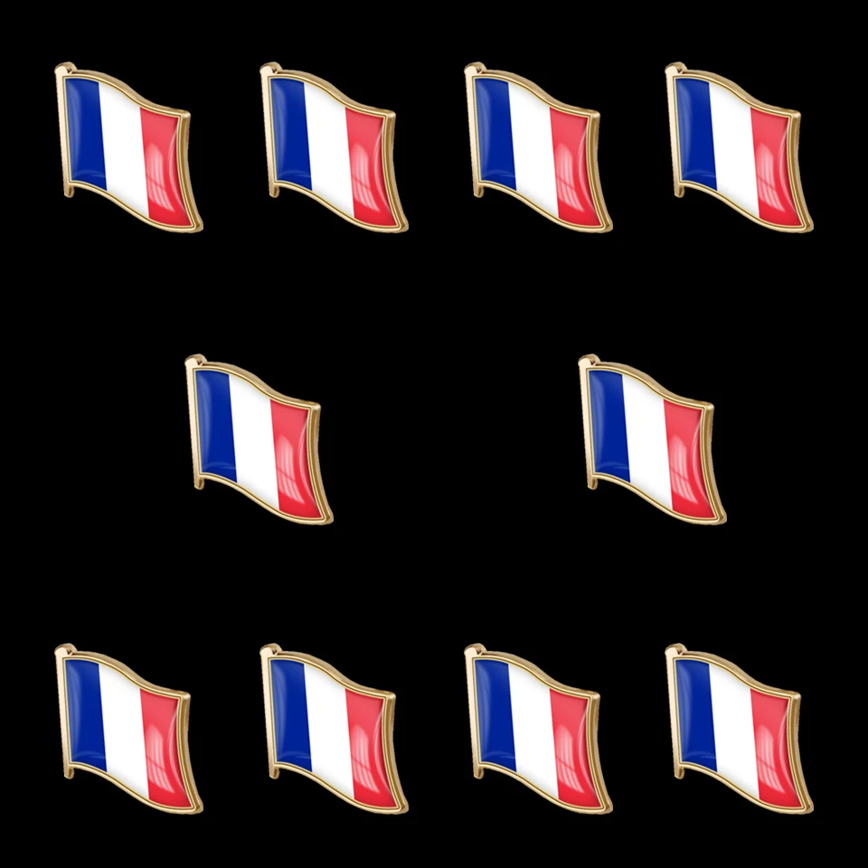 

10PCS France French Waving World Epoxy Medal Flag Lapel Pin Badge Brooch