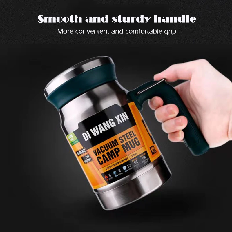Koop Outdoor roestvrijstalen thermoskan kopje thee filter double layer kantoor water beker met handvat nieuwe camping mok Thermos cup