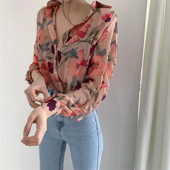 

Alien Kitty 2020 Gentle Chiffon Thin Summer Brief Print Cute Sweet Chic Large Size Casual Floral All-Match Stylish Blouses