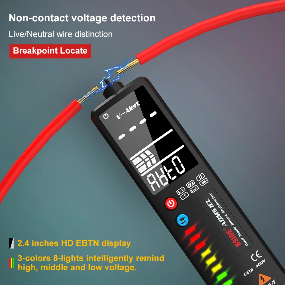 BSIDE Digital Multimeter Voltage Smart Tester 2.4"LCD Non contact Live wire Indicator Automatic multimetro digital profe Tester