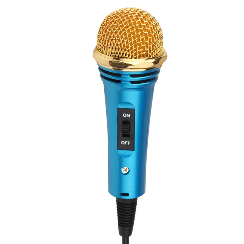 Профессиональный караоке металлический микрофон совместим с iPhone/iPad Дети обучения музыкальный инструмент день рождения игрушки для девочек - Цвет: Blue microphone set