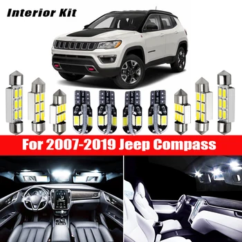 

10pcs White Bulb LED Car Light Interior Kit For 2007-2019 Jeep Compass Map Dome Trunk Glove Box Lamp