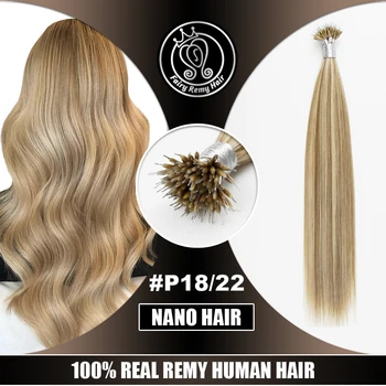 

Fairy Remy Hair 16"-22" Remy Micro Beads Human Hair Extensions Piano Color #18/22 Keratin Nano Ring Hair Extensions Human Hair