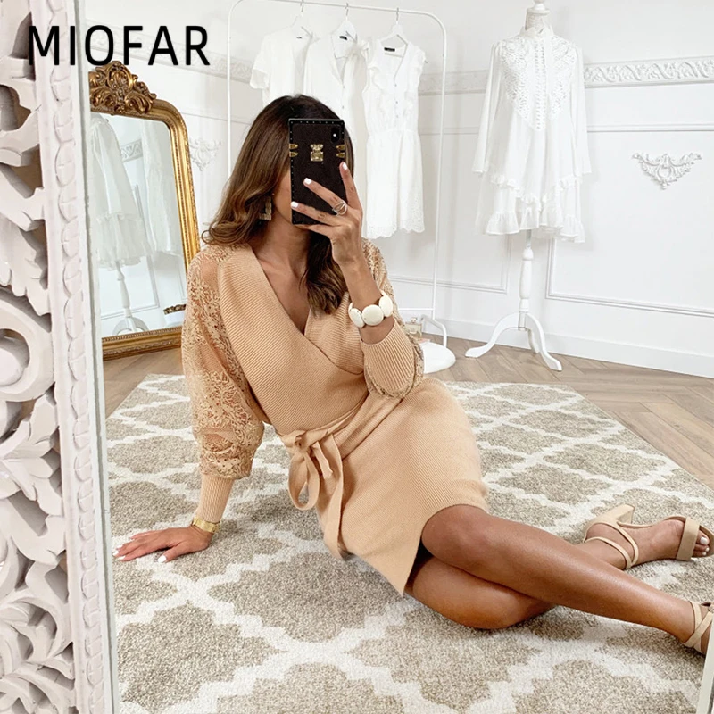 Женское вечернее платье MIOFAR Платье До Колена с вырезами и v образным вырезом в