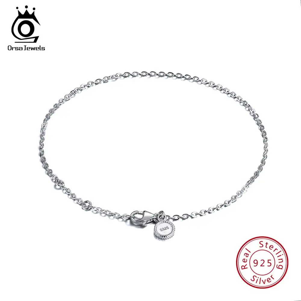 ORSA JEWELS, Настоящее серебро 925 пробы, браслеты для женщин, Идеальный полированный браслет, застежка "Лобстер", Модные женские ювелирные изделия SB29