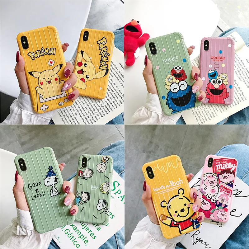 

New painted cartoon phone case for iPhone11 X XS XR XSMax 8 7 6 6S PluS four-corner air bag drop protection cover