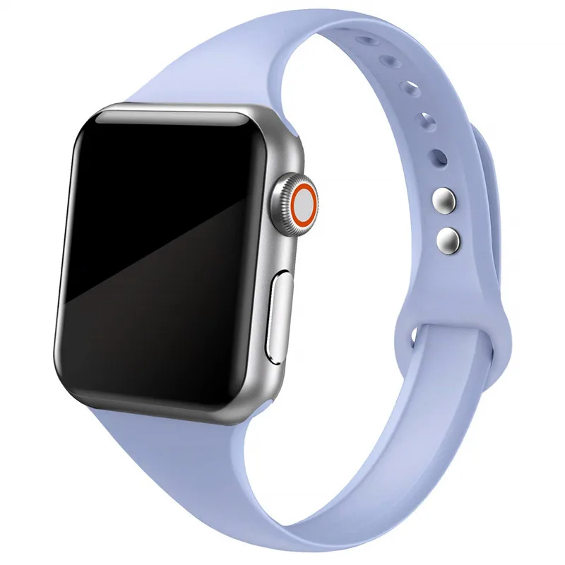 lilac 19 Ремешок для apple watch, ремешок для apple watch 5, 4, 3, 2, iWatch, ремешок 42 мм, correa, 38 мм, 44 мм, 40 мм, силиконовый браслет pulseira, ремешок для часов - Цвет ремешка: lilac 19