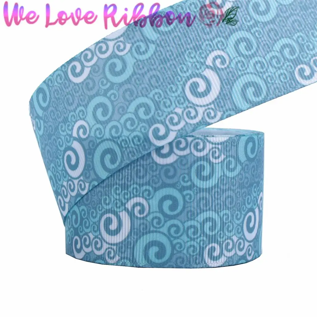16 мм-75 мм Swirl узор джинсовый как напечатанный Grosgrain/Foe ленты Мультфильм Облако DIY Волосы Bowknots 50 ярдов/рулон - Цвет: 23112