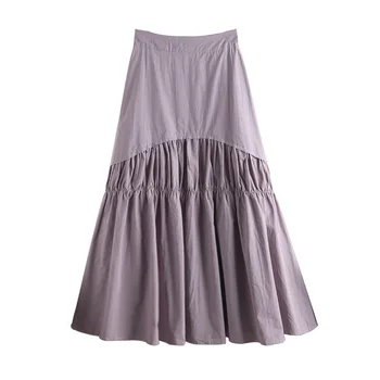 

2020 Women's Pleated Skirts Sexy Candy Color saias mulher Clothes Mujer Faldas Fashion Long High Waist Casual Solid Skirt W319