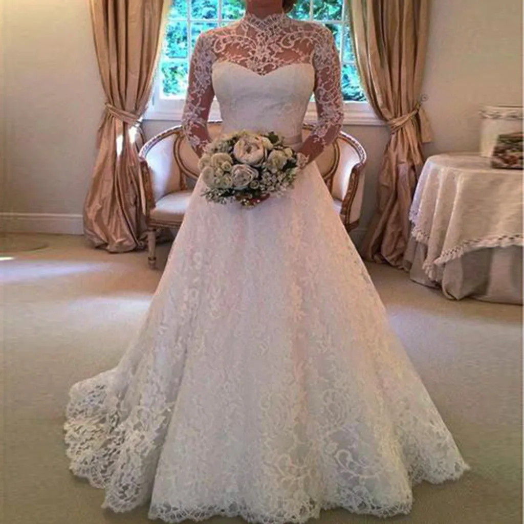 Vestido de de encaje para blanco marfil, boda, Formal|Vestidos| - AliExpress