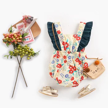 

Toddler Baby Girls Ruffles Romper Infant Newborn Baby Bow-knot Jumpsuit Summer Flower Baby Girls Clothes Baby Costumes