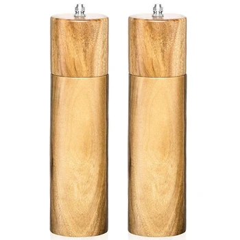 

Wooden Salt and Pepper Grinder Set - Salt and Pepper Mill - Pepper Grinder, Sea Salt Shaker Grinder -Pack of 2