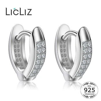 

LicLiz Micro Pave Cubic Zirconia Hoop Earrings Women Letter V Shaped Earring Piercing Ear Hoops 925 Silver Loop Earrings LE0332