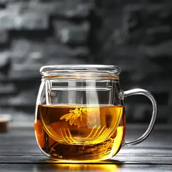 

Creative Transparent Glass Tea Cup Drinking Utensils Classic Heat-Resistant Glass Cup Glass Tea Mug Glass Coffee Mug With Lid