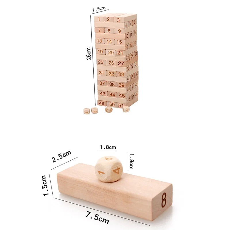 51 шт. строительные блоки Jenga большого размера без краски резьба по дереву укладка