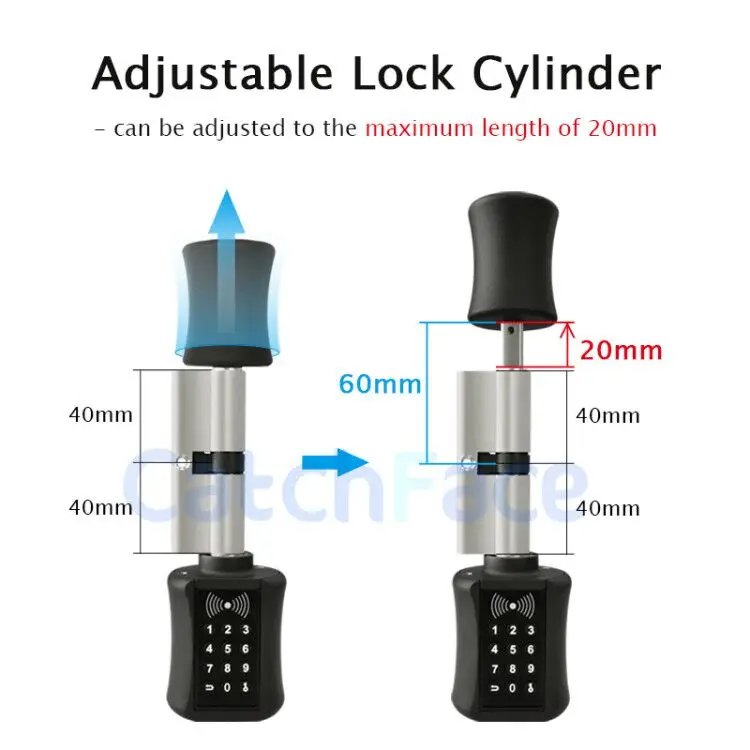  Smart Cylinder Lock European Style Electronic Door Lock Digital Keypad Code RFID Card Keyless Lock  - 4000307933128