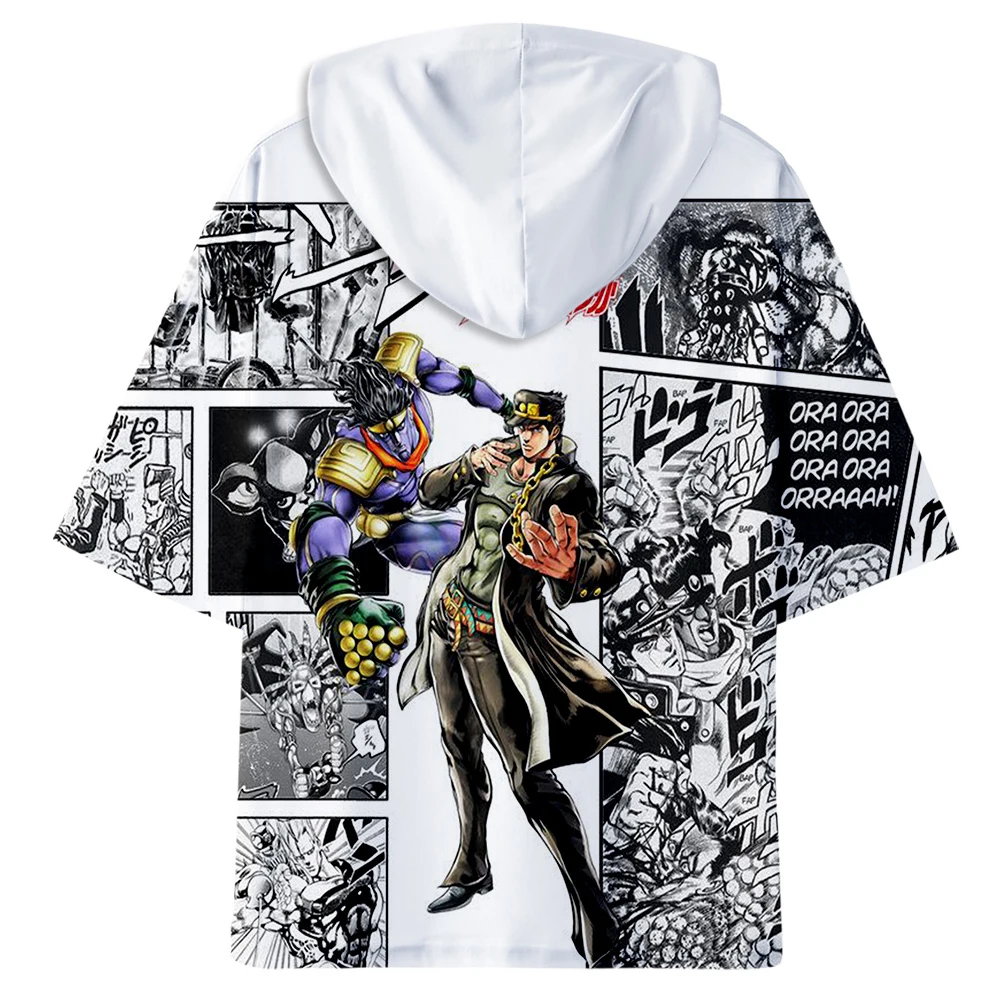 Новинка, футболка с 3D капюшоном JOJO для мужчин/женщин, модная летняя футболка в стиле Харадзюку, высокое качество, 3D принт, комикс, JOJO, для мальчиков/девочек, розовые футболки с капюшоном