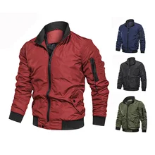 

Men's Outdoor Jackets Casual Windproof Rainproof Long Sleeve Solid Men Winter Turn-down Collar Zipper Lined Workwear Sportswear