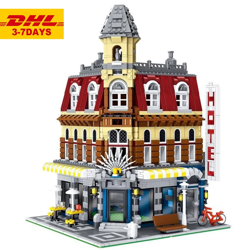 

IN STOCK DHL 15002 84002 2133Pcs City Cafe Corner Model Building Kits Blocks Brick Toys For Children Compatible Legoinglys 10182