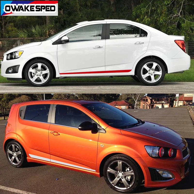 Carbon Fiber Sport Stripes Car Door Side Skirt Sticker Auto Body Racing Styling Vinyl Decals Accessories For-Chevrolet Sonic (2)