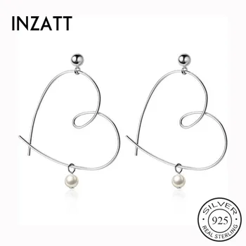 

INZATT Real 925 Sterling Silver Minimalist Heart Stud Earring For fashion Women Birthday part Cute Fine Jewelry Accessories Gift