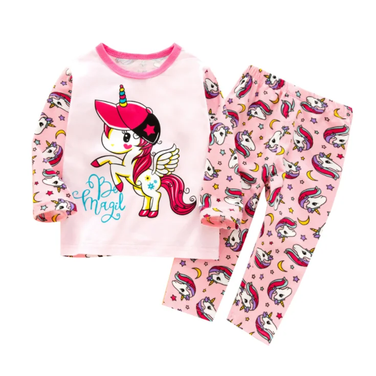 2PCS Unicorn Set Комплекты одежды для новорожденных и маленьких девочек, топы с изображением единорога, замка Пегаса, звезды+ штаны+ шапочка+ повязка на голову, 4 предмета, одежда для маленьких девочек - Цвет: 2PCS Unicorn Set