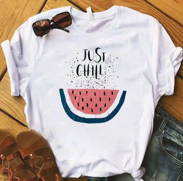 

Fruit Watermelon Pineapple Print T Shirt Women Short Sleeve O Neck Loose Tshirt 2020 Summer Women Tee Shirt Tops Camisetas Mujer