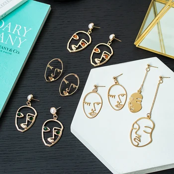 

Fashion Vintage Drop Earrings For Women 2020 Statement Geometric Abstract Hollow Out Metal Dangle Female Earring Modern Jewelry