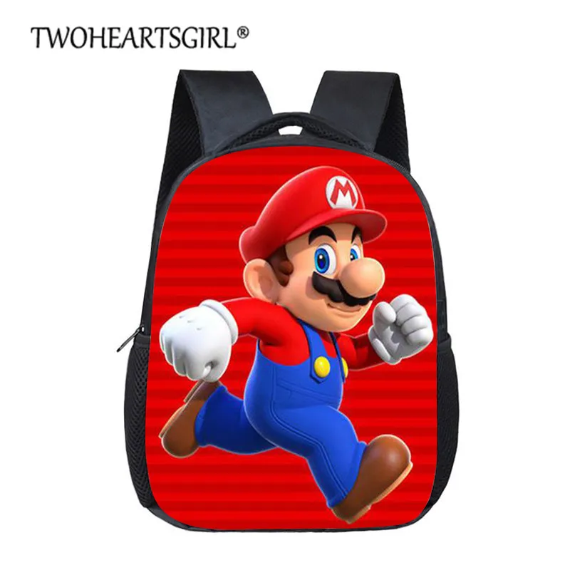 Twoheartsgir niños de kinder escuela mochila juego de Super Mario mochila impresa niños niña niño bolsas de 12 pulgadas