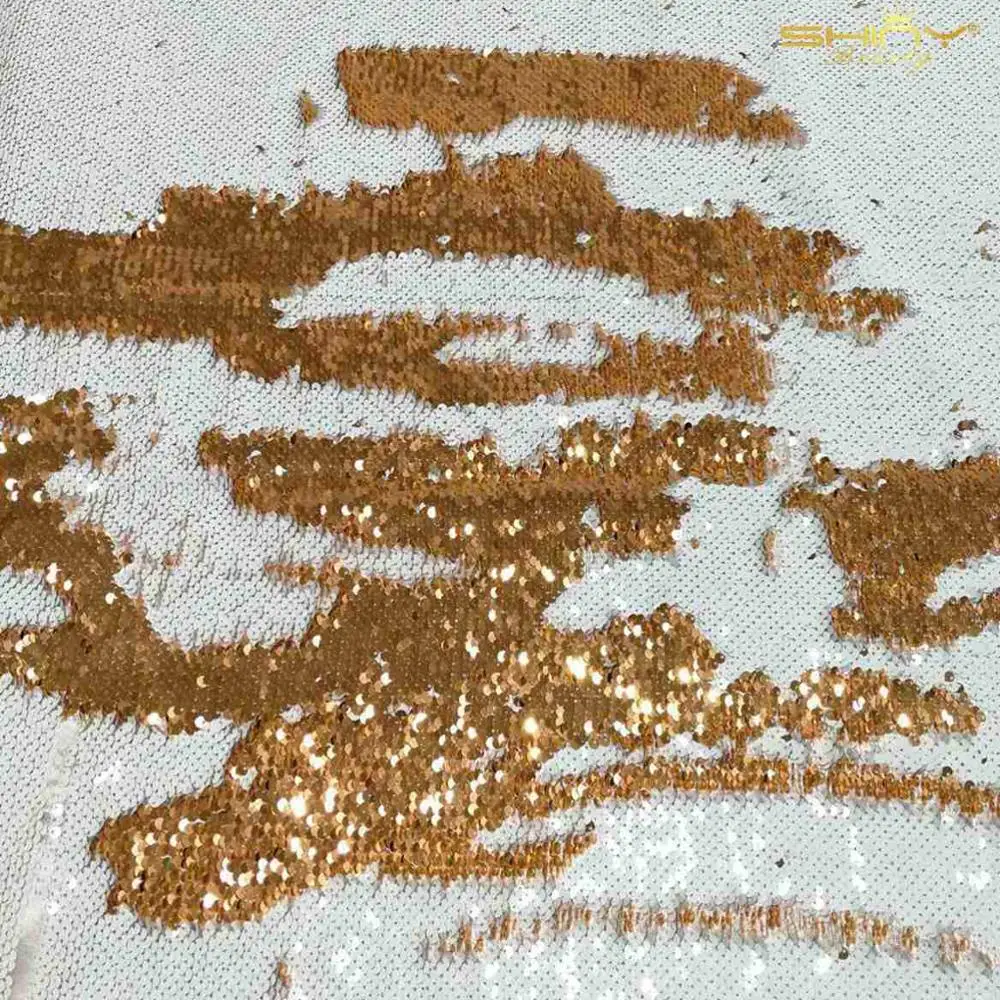 Sequin Fabric White 1 Yard Rose Gold Flippable Sequin Fabric by The Yard Glitz Backdrop 3 Feet Shin