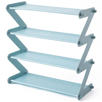 

Simple Stainless Steel Assembled Shoe Rack Save Space Slippers High Heels Home Dormitory Foldable Multi-Layer Storage Blue