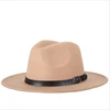 Belt Solid Color Women Red Felt Hat Autumn Winter Fashion Simple Tide Korean Version Jazz Hat Adult Cap 4