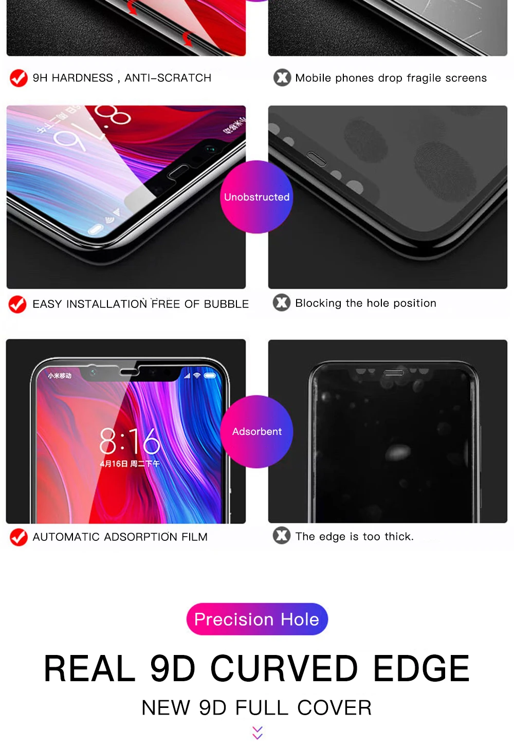 iphone screen protector 3pcs redmi note 9s 9 s Glass 9D Full Glue protective Glass For xiaomi redmi note 8 9 pro max 8t 8a 10 T 7a screen protector Film phone screen cover