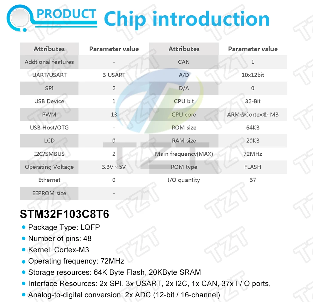 TZT STM32F103C8T6 ARM STM32 минимальная система развития STM модуль для arduino