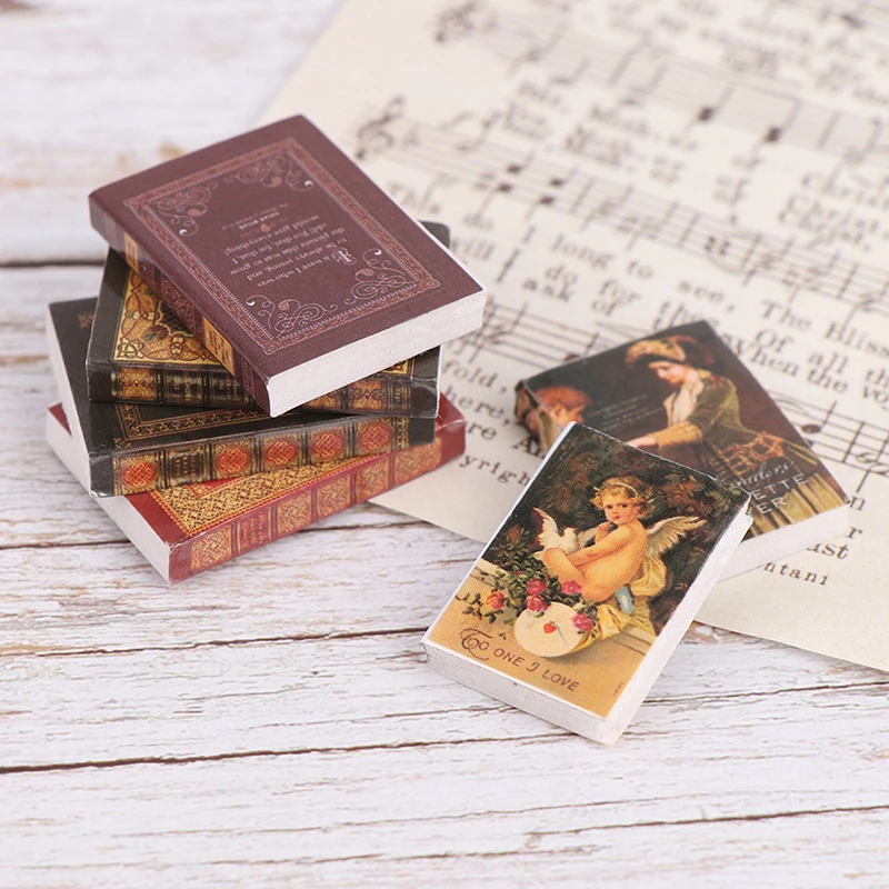 1/12 Dollhouse Vintage Miniature Book Model Notebook Doll House Furniture Decor 6Pcs/set