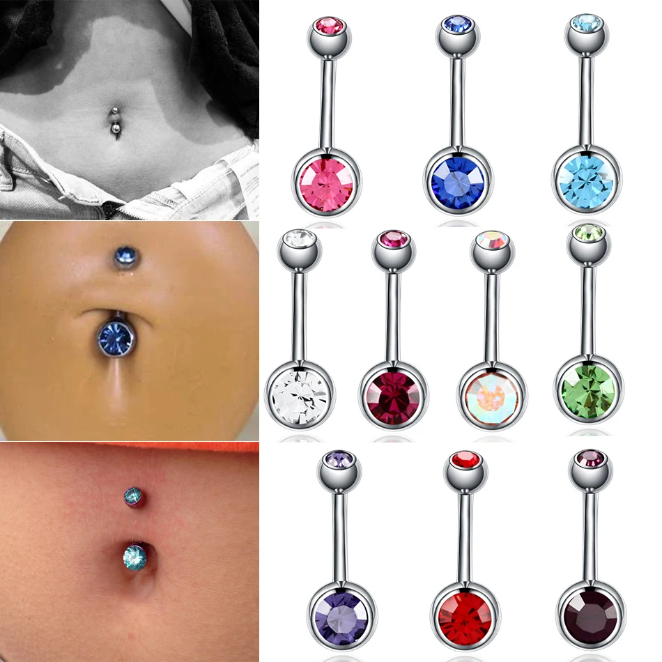 1PC ASTM F136 Titanium Belly Button Rings Externally Threaded Navel