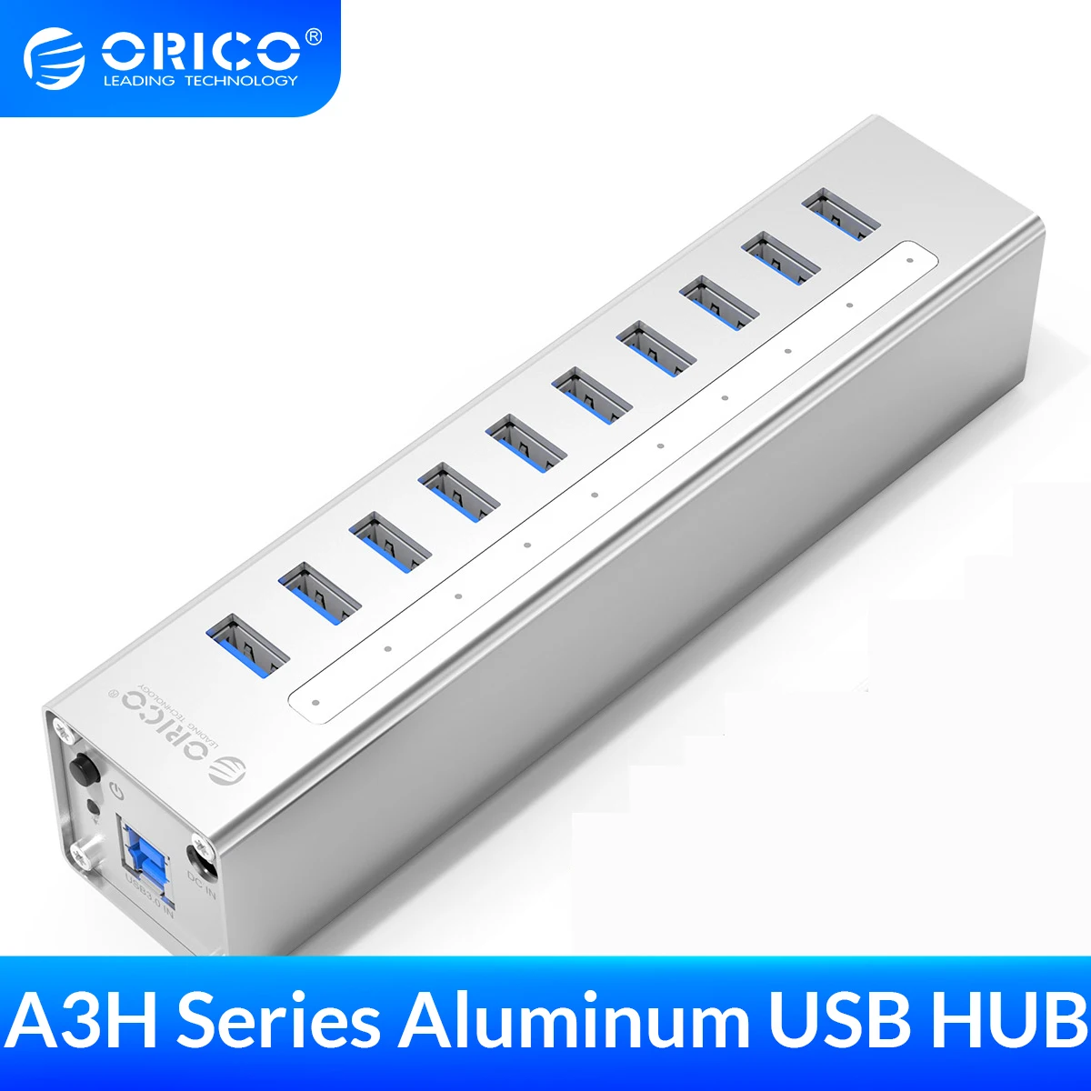 Алюминиевый концентратор USB 3 0 серии ORICO A3H с адаптером питания 12 В поддержка BC 1 2