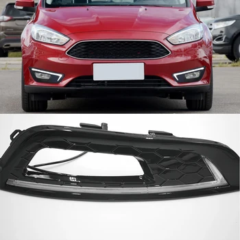 

CSCSNL 1 Set Car LED For Ford Focus 4 2015 2016 2017 2018 LED DRL Daytime Running lights With Turn Yellow Signal Fog Head Lamp