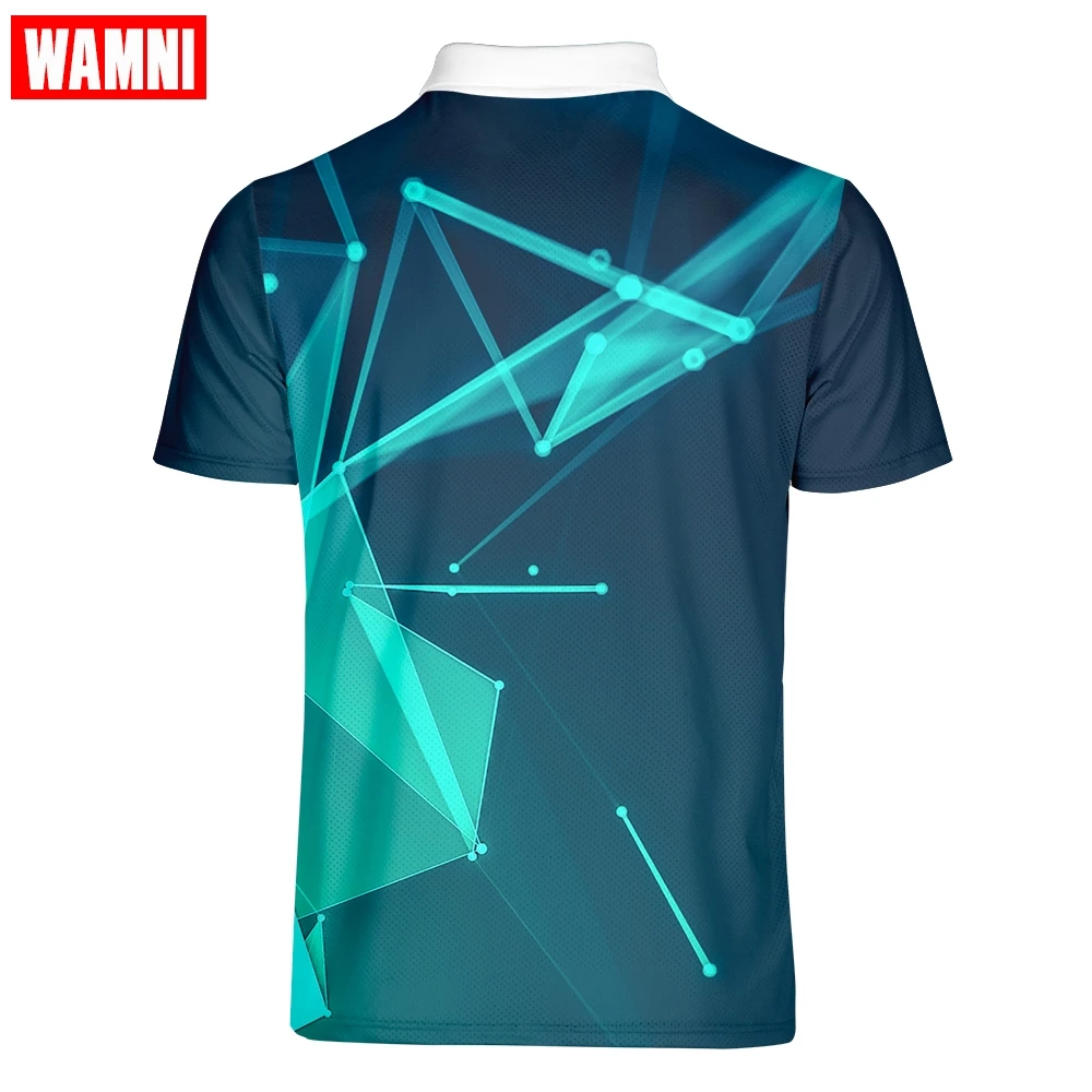 WAMNI 3D теннисная футболка, Повседневная Спортивная футболка для бадминтона, быстросохнущая свободная футболка с отложным воротником, Мужская Уличная рубашка-поло для джентльмена