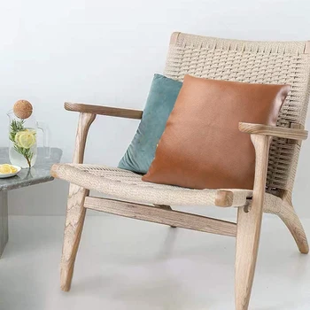 

1PC Cushion Cover 45 X 45 Cm Colid Brown Faux Leather Cushion Covers Throw Pillowcase Sofa Home Decor Pillow