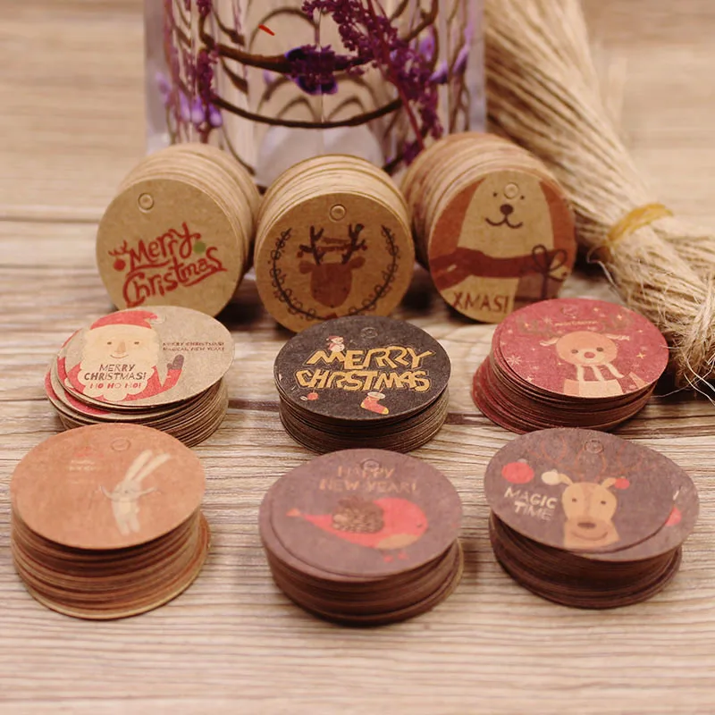 3 см круглые 100 шт. винтапосылка подвесные бирки из крафт бумаги в подарок на