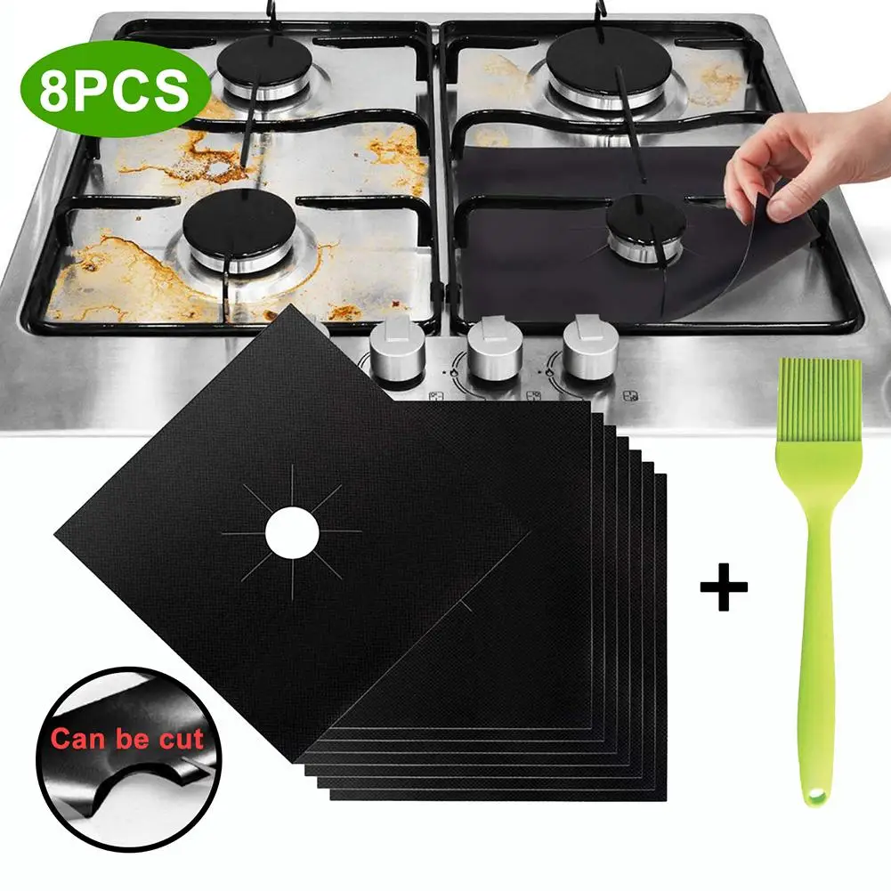 

8Pcs Reusable Gas Stove Top Protector Heat Resistant Microwave Oven Cover Use non-stick surface mat bbq accessories
