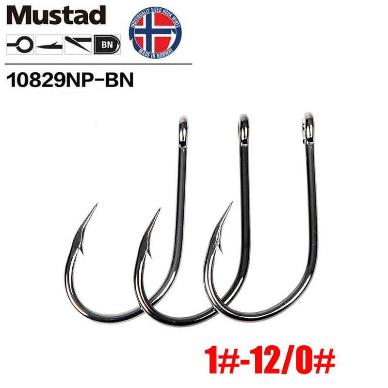 Mustad Norway Origin for Sea Fishing Jig Hook Baits Herring Sturgeon  Fishing Hooks, 6-12/0#,10829NP-BN