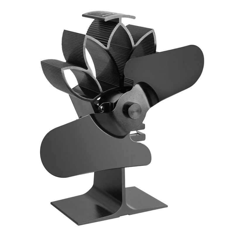 

Black 4-Blade Heat Powered Wood Stove Fan with Temperature Gauge Ultra Quiet Fireplace Wood Burning Fan for Efficient Heat Distr